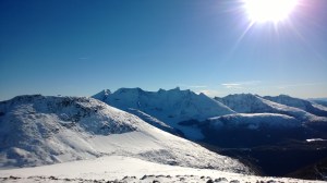 Hurrungane sett fra Steindalsnosi. Fanaråken, Skagastøsltindane, Dyrhaugsryggen